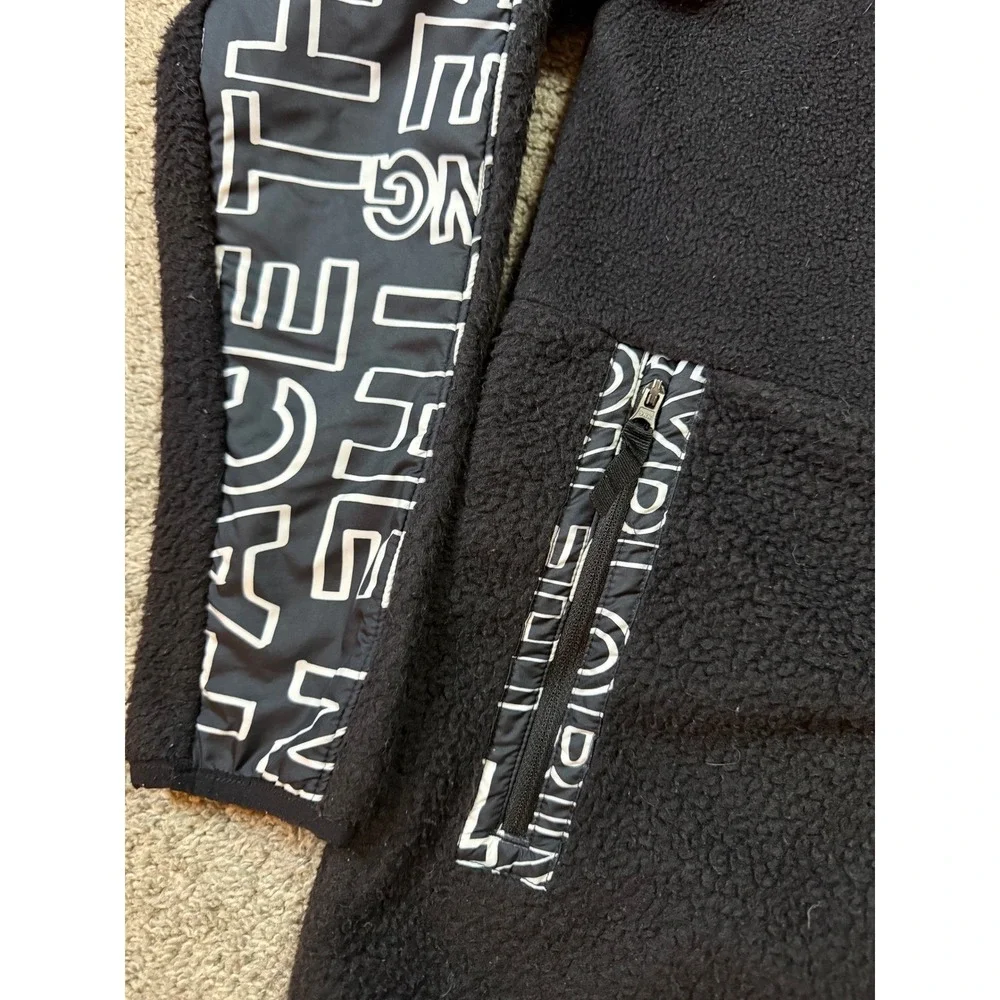The North Face Kids Black White‎ All Over Logo Fleece Jacket Hooded Size YXL